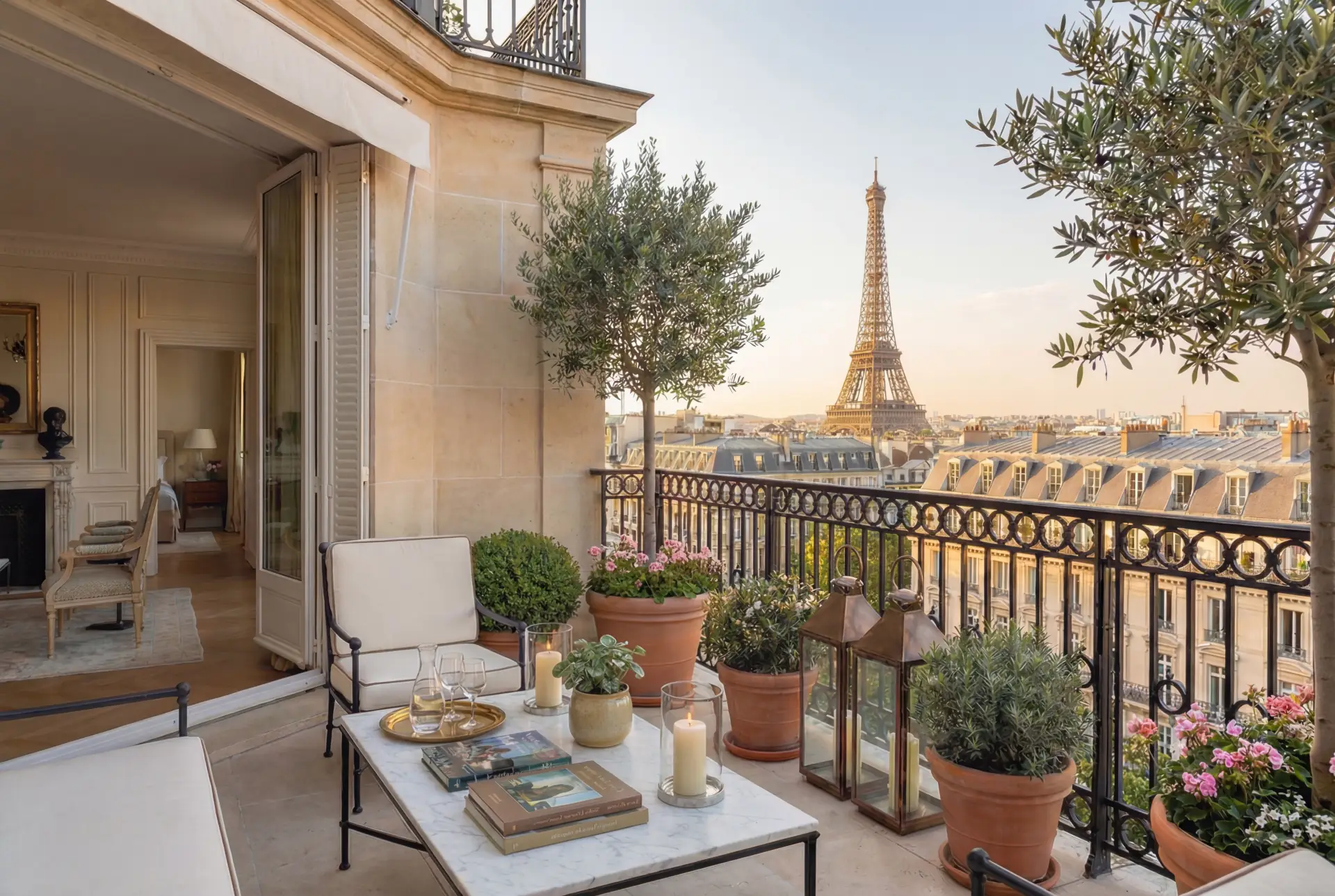 Vue de Paris depuis une terrasse haussmannienne